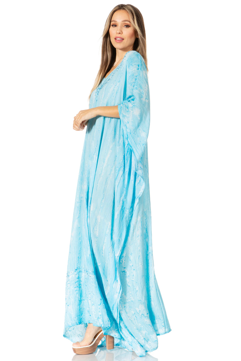 Sakkas Catia Women's Boho Casual Long Maxi Caftan Dress Kaftan Cover-up LougeWear