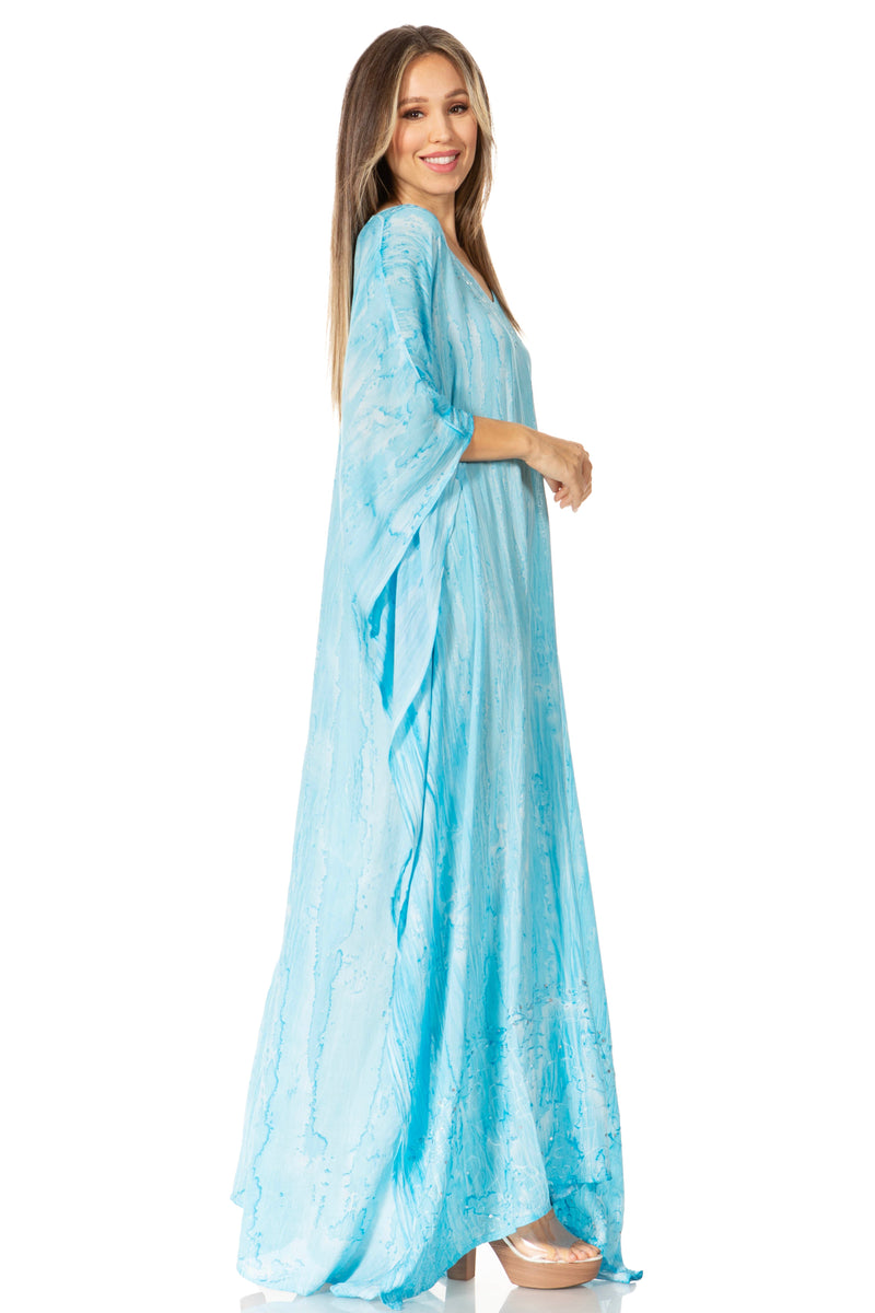 Sakkas Catia Women's Boho Casual Long Maxi Caftan Dress Kaftan Cover-up LougeWear