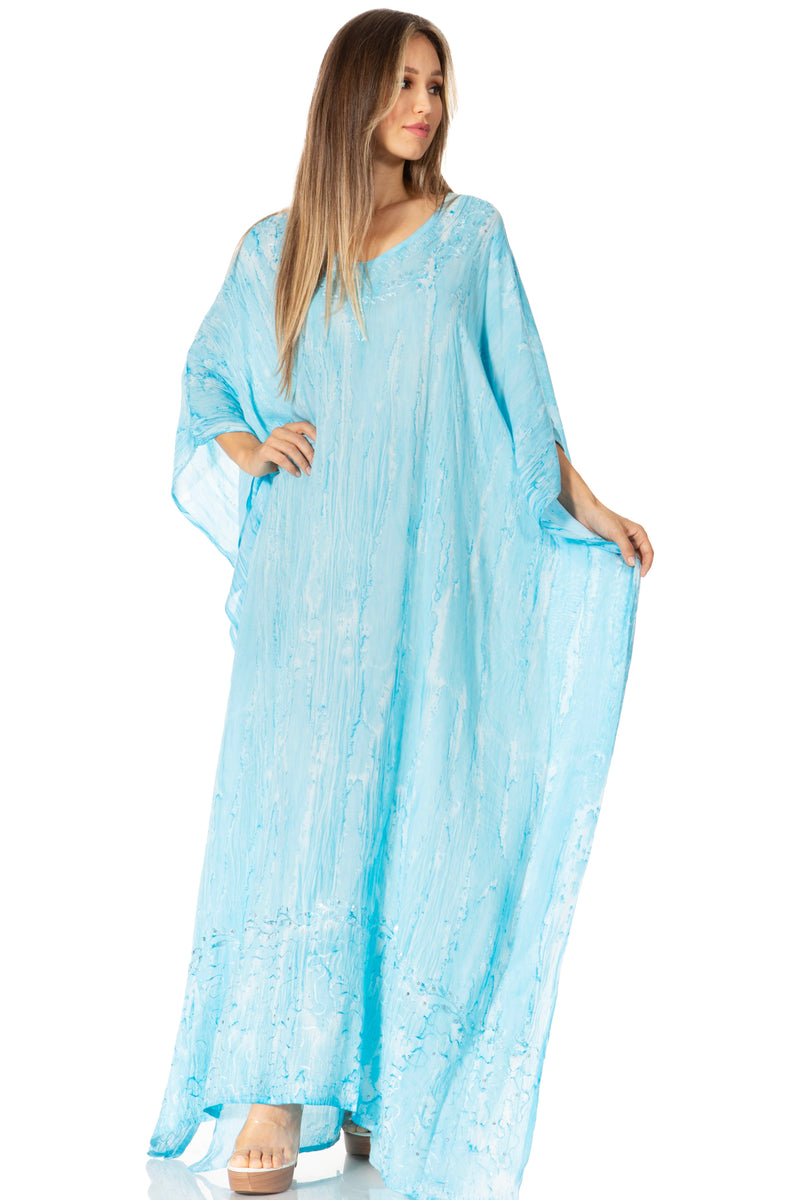 Sakkas Catia Women's Boho Casual Long Maxi Caftan Dress Kaftan Cover-up LougeWear