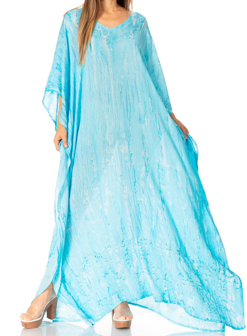 Sakkas Catia Women's Boho Casual Long Maxi Caftan Dress Kaftan Cover-up LougeWear