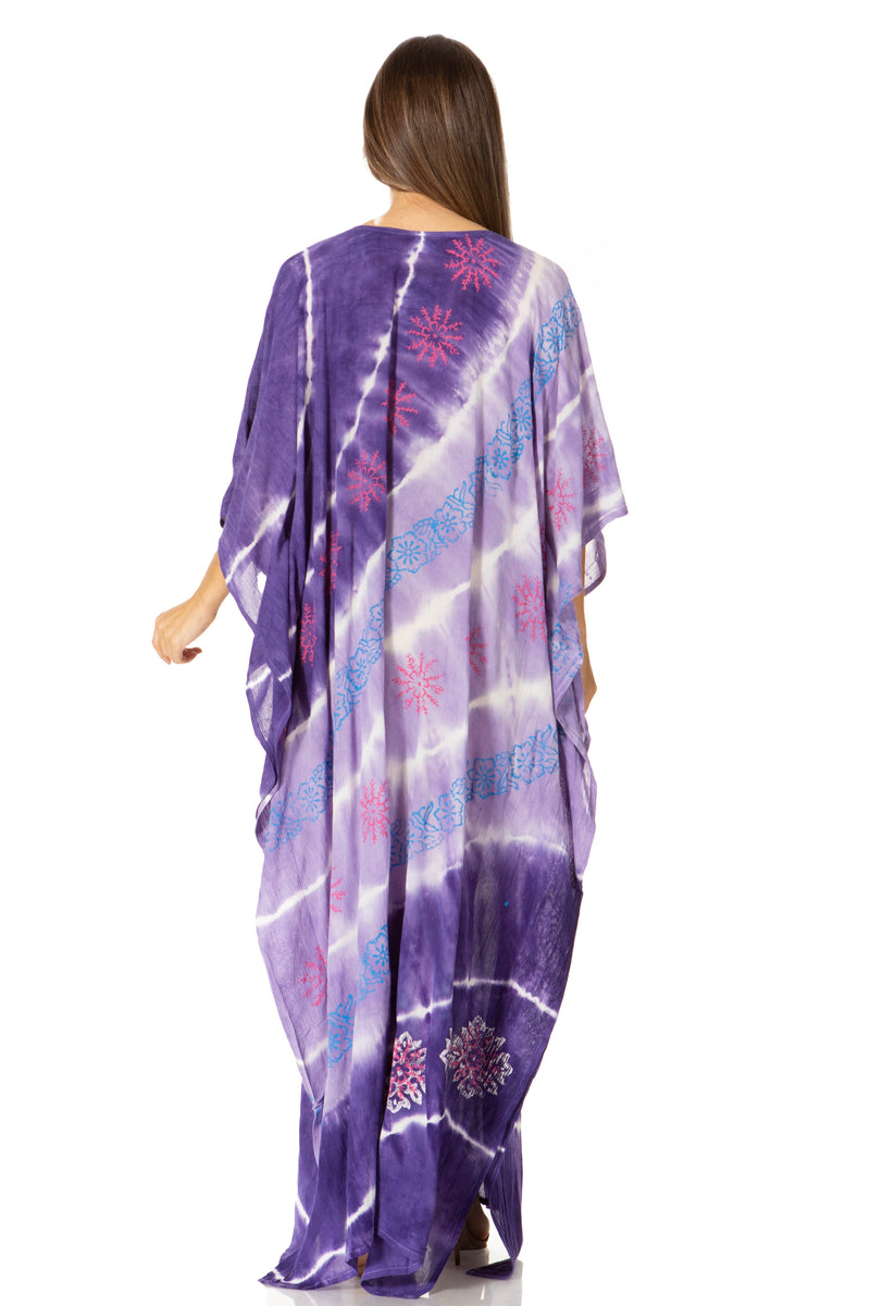 Sakkas Catia Women's Boho Casual Long Maxi Caftan Dress Kaftan Cover-up LougeWear