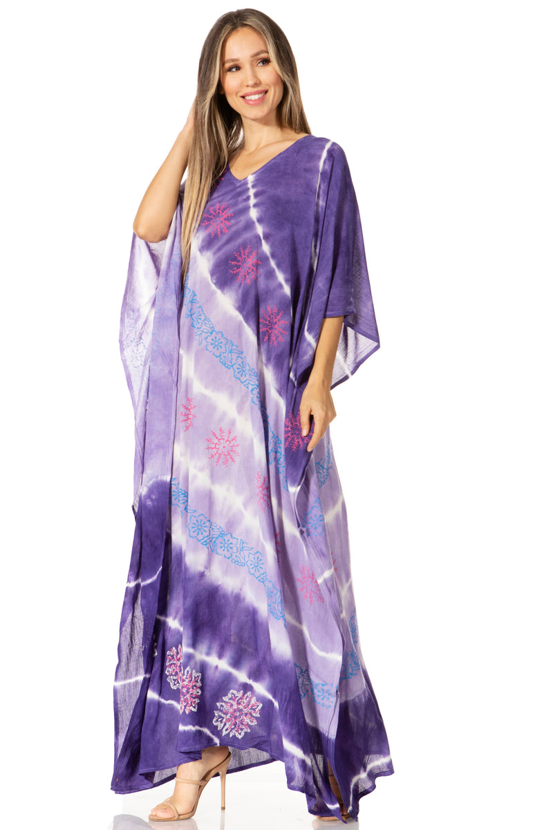 Sakkas Catia Women's Boho Casual Long Maxi Caftan Dress Kaftan Cover-up LougeWear