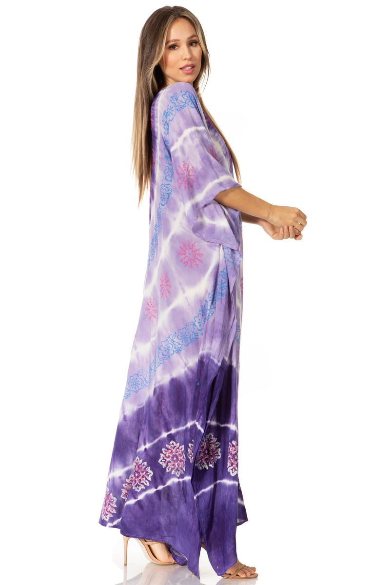 Sakkas Catia Women's Boho Casual Long Maxi Caftan Dress Kaftan Cover-up LougeWear