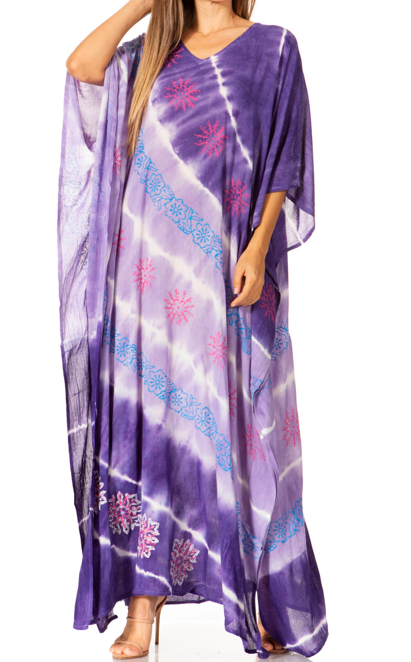 Sakkas Catia Women's Boho Casual Long Maxi Caftan Dress Kaftan Cover-up LougeWear