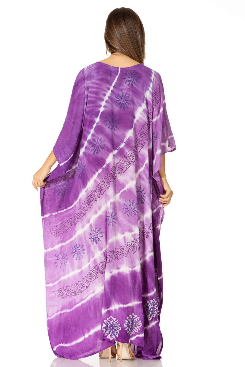 Sakkas Catia Women's Boho Casual Long Maxi Caftan Dress Kaftan Cover-up LougeWear