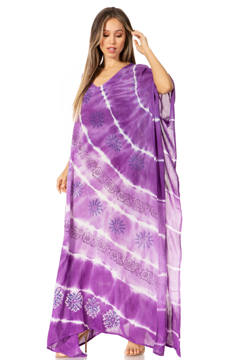 Sakkas Catia Women's Boho Casual Long Maxi Caftan Dress Kaftan Cover-up LougeWear