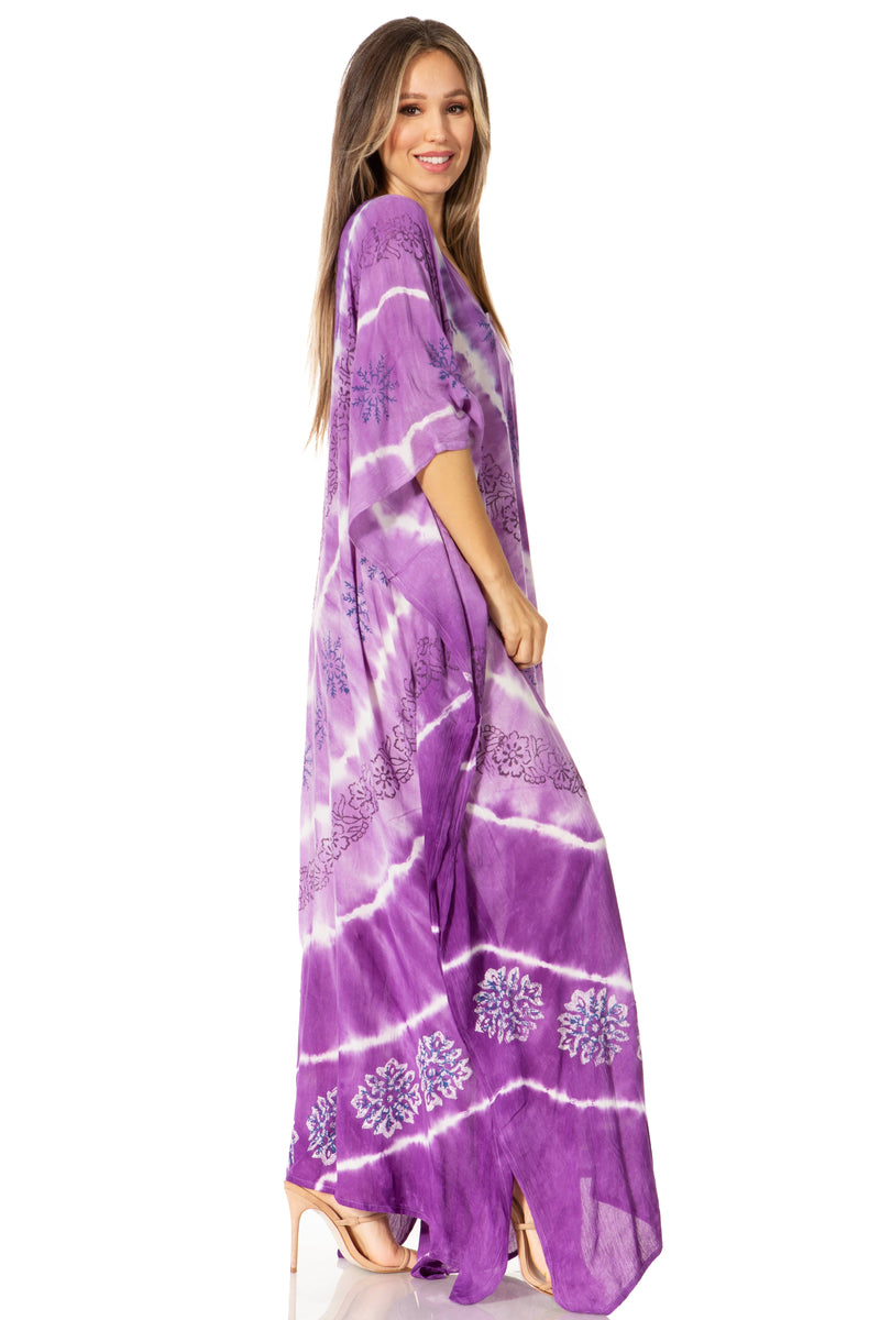 Sakkas Catia Women's Boho Casual Long Maxi Caftan Dress Kaftan Cover-up LougeWear