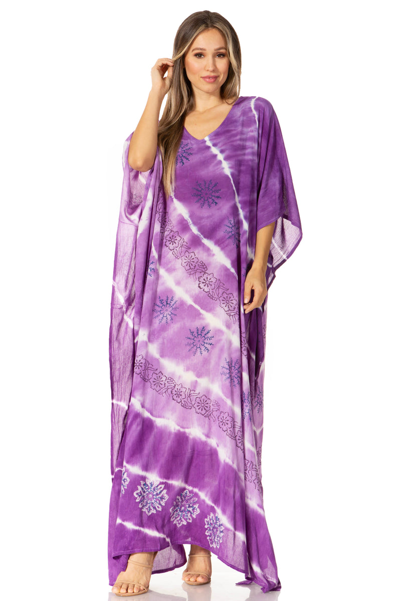 Sakkas Catia Women's Boho Casual Long Maxi Caftan Dress Kaftan Cover-up LougeWear