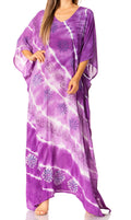 Sakkas Catia Women's Boho Casual Long Maxi Caftan Dress Kaftan Cover-up LougeWear #color_23-DPurple