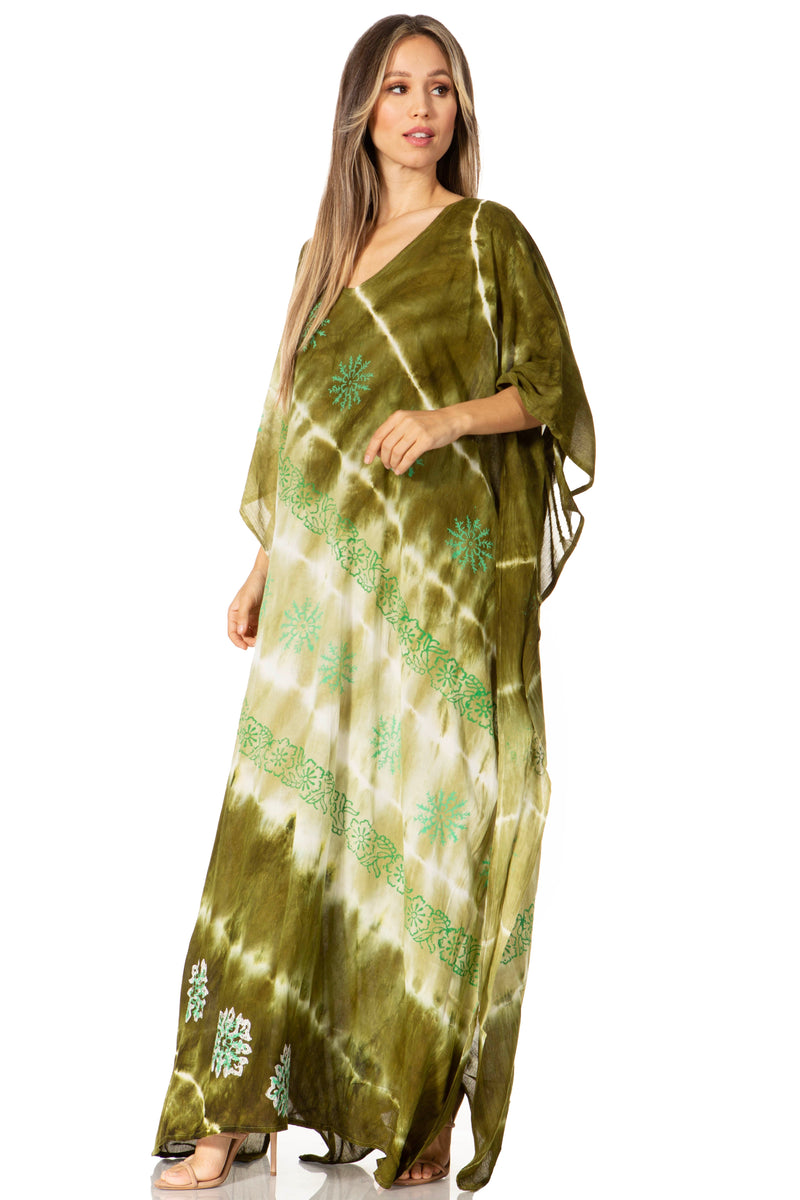 Sakkas Catia Women's Boho Casual Long Maxi Caftan Dress Kaftan Cover-up LougeWear