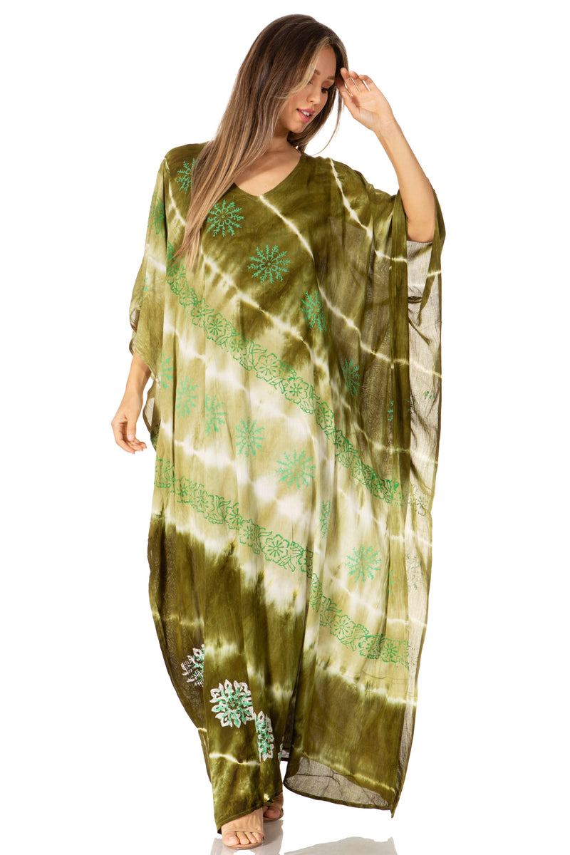 Sakkas Catia Women's Boho Casual Long Maxi Caftan Dress Kaftan Cover-up LougeWear