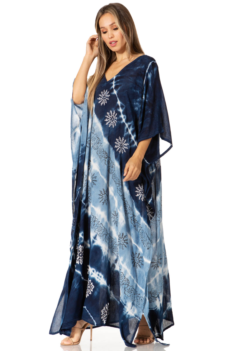 Sakkas Catia Women's Boho Casual Long Maxi Caftan Dress Kaftan Cover-up LougeWear