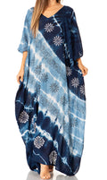 Sakkas Catia Women's Boho Casual Long Maxi Caftan Dress Kaftan Cover-up LougeWear #color_23-Greynavy