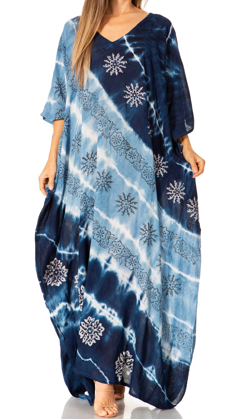 Sakkas Catia Women's Boho Casual Long Maxi Caftan Dress Kaftan Cover-up LougeWear