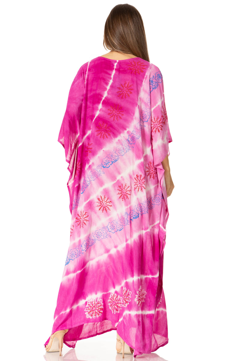 Sakkas Catia Women's Boho Casual Long Maxi Caftan Dress Kaftan Cover-up LougeWear