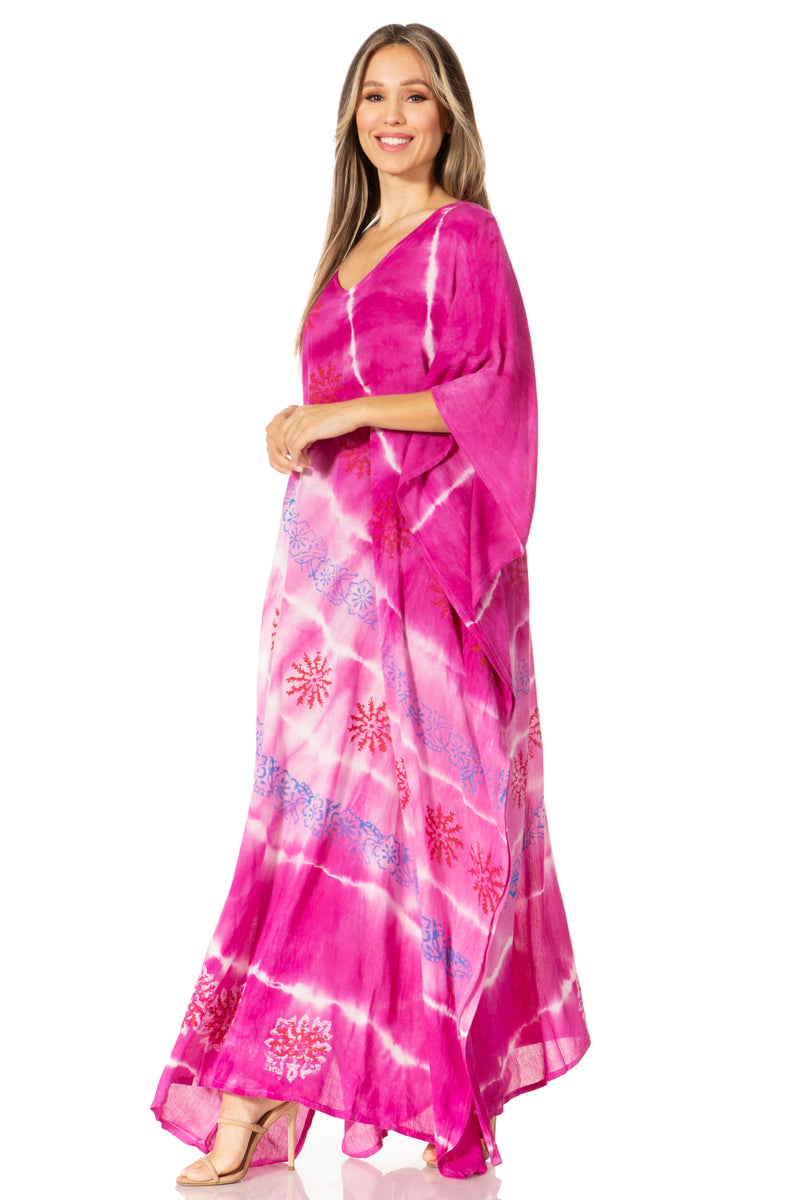 Sakkas Catia Women's Boho Casual Long Maxi Caftan Dress Kaftan Cover-up LougeWear