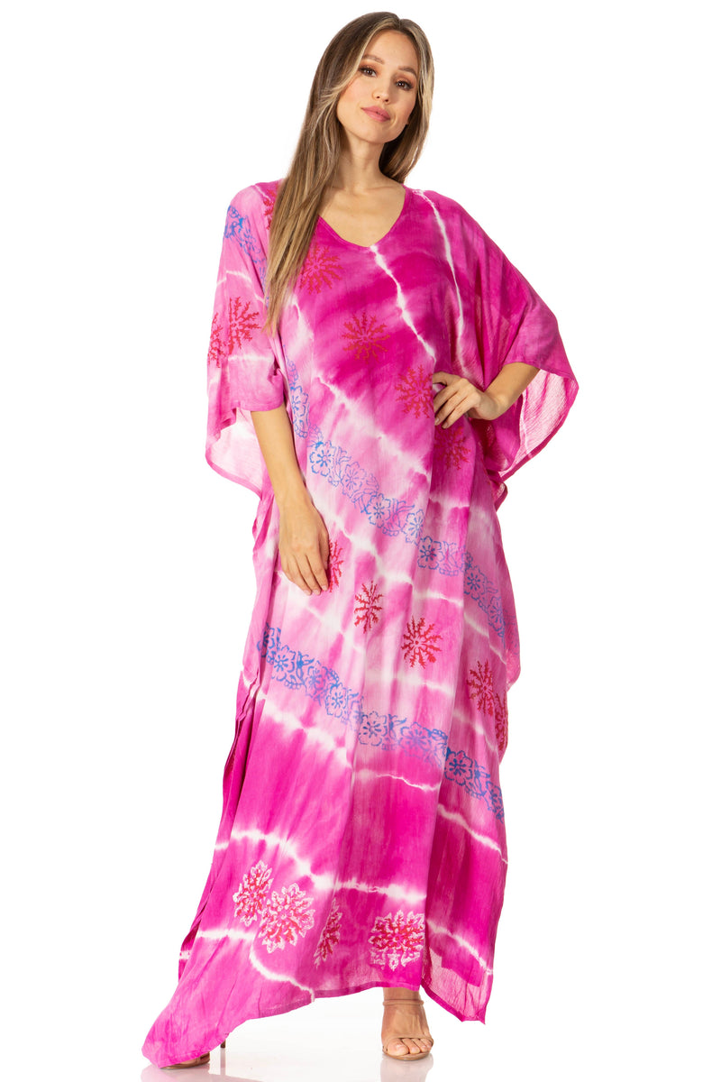 Sakkas Catia Women's Boho Casual Long Maxi Caftan Dress Kaftan Cover-up LougeWear