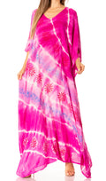 Sakkas Catia Women's Boho Casual Long Maxi Caftan Dress Kaftan Cover-up LougeWear #color_23-Purple
