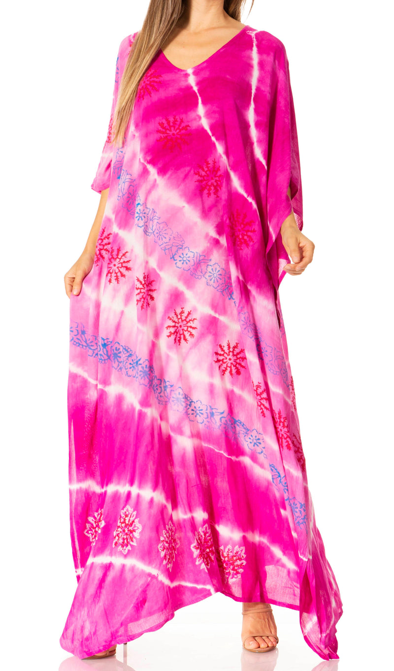 Sakkas Catia Women's Boho Casual Long Maxi Caftan Dress Kaftan Cover-up LougeWear