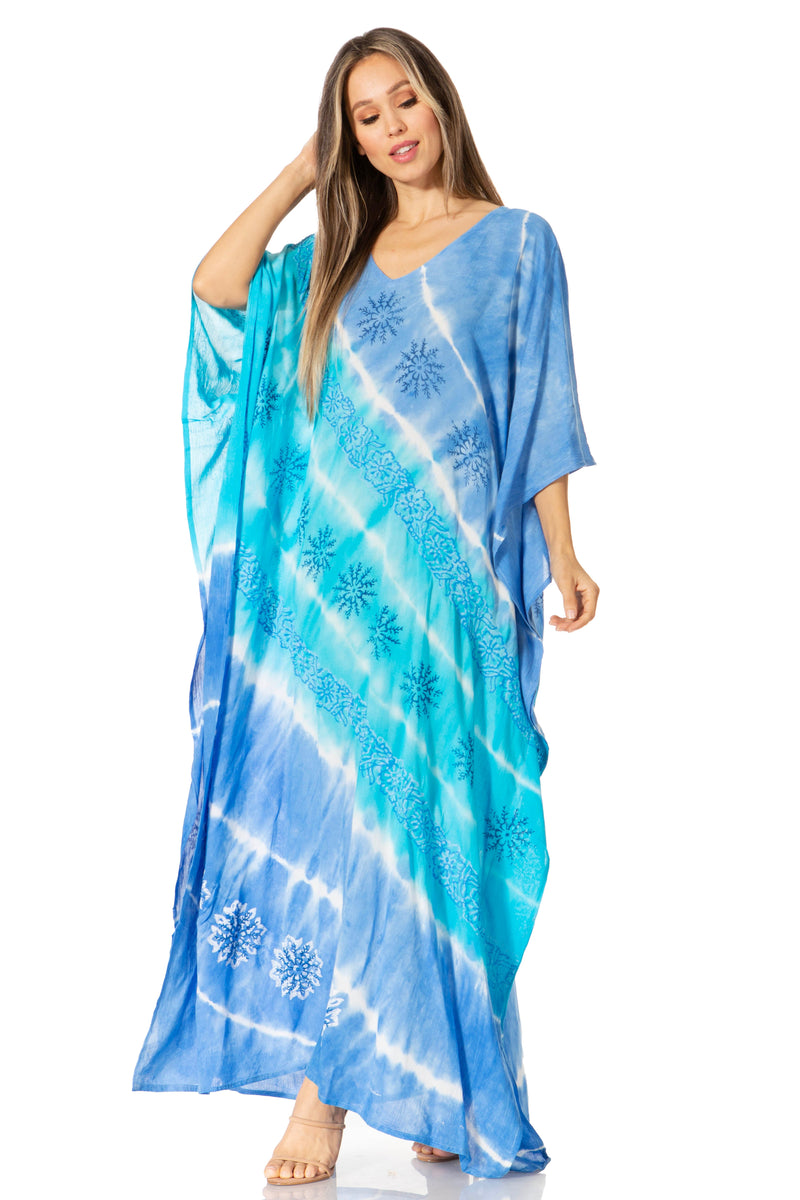 Sakkas Catia Women's Boho Casual Long Maxi Caftan Dress Kaftan Cover-up LougeWear