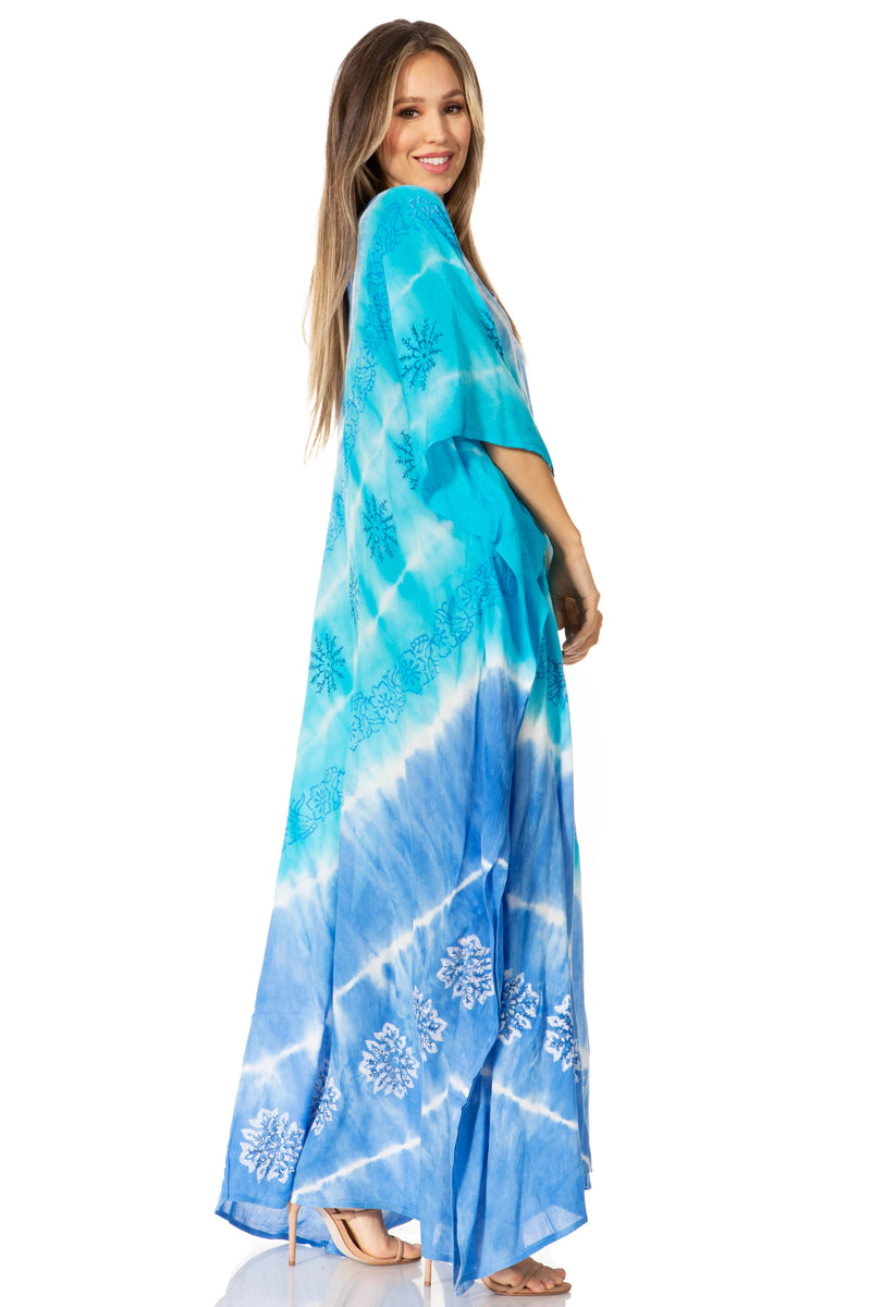 Sakkas Catia Women's Boho Casual Long Maxi Caftan Dress Kaftan Cover-up LougeWear