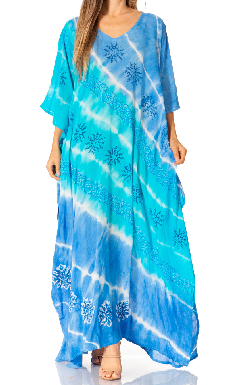 Sakkas Catia Women's Boho Casual Long Maxi Caftan Dress Kaftan Cover-up LougeWear