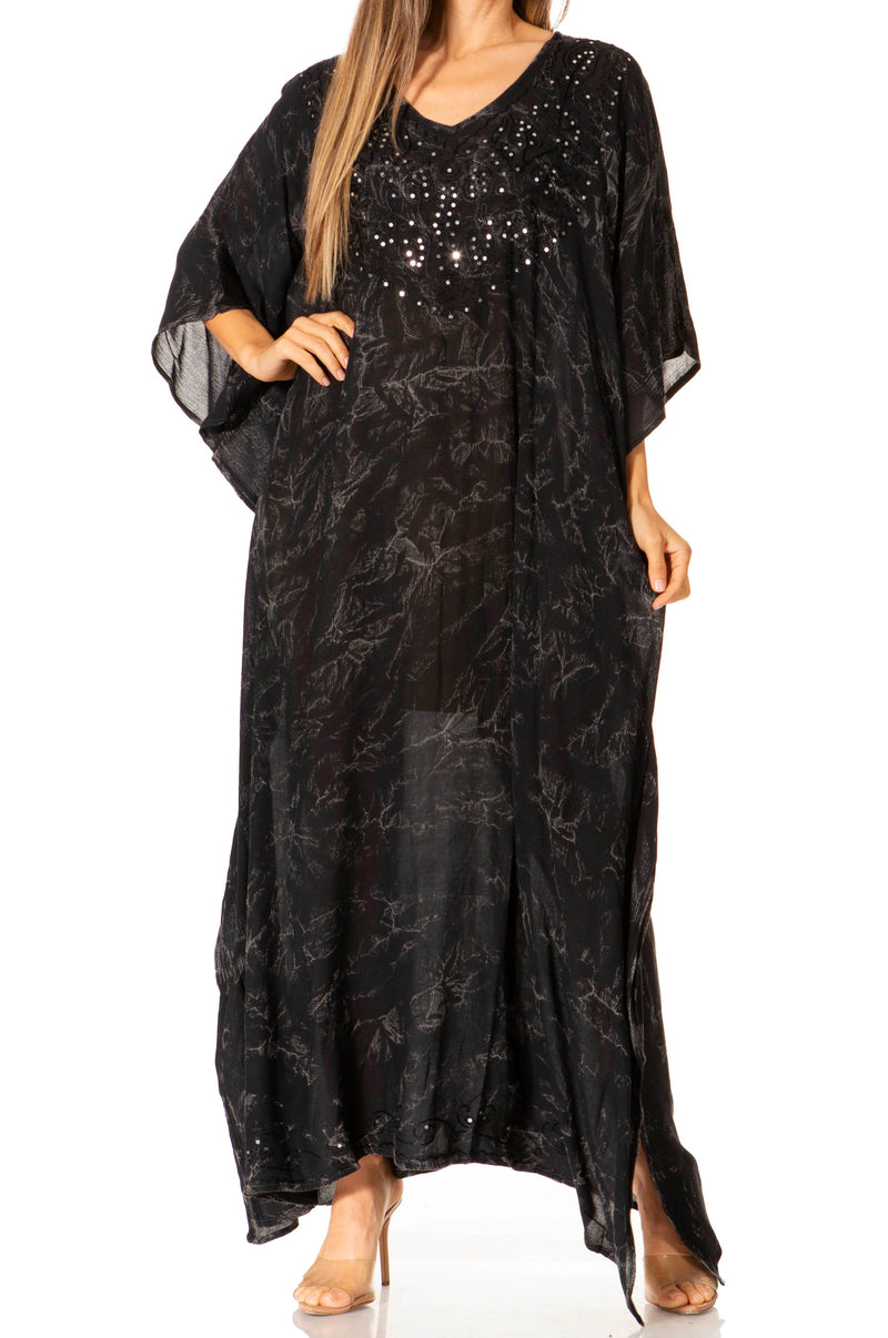 Sakkas Catia Women's Boho Casual Long Maxi Caftan Dress Kaftan Cover-up LougeWear