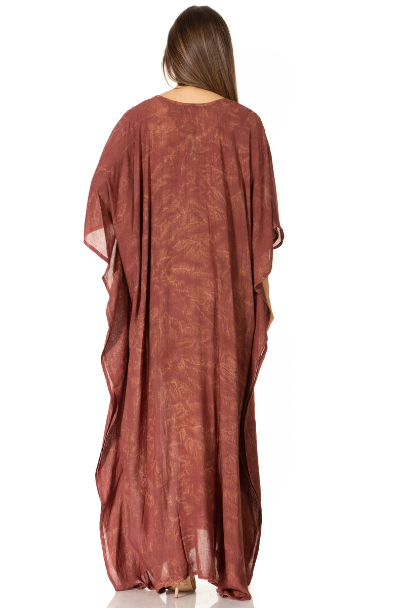 Sakkas Catia Women's Boho Casual Long Maxi Caftan Dress Kaftan Cover-up LougeWear