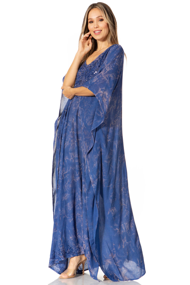 Sakkas Catia Women's Boho Casual Long Maxi Caftan Dress Kaftan Cover-up LougeWear