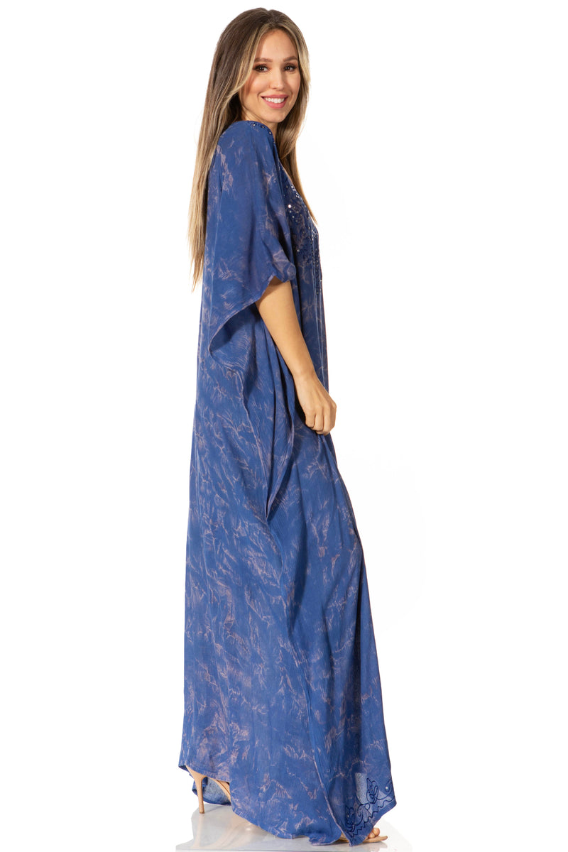 Sakkas Catia Women's Boho Casual Long Maxi Caftan Dress Kaftan Cover-up LougeWear