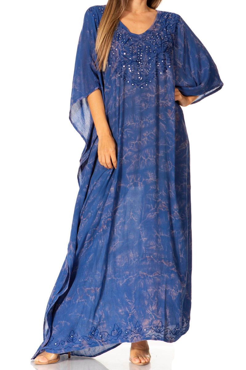 Sakkas Catia Women's Boho Casual Long Maxi Caftan Dress Kaftan Cover-up LougeWear