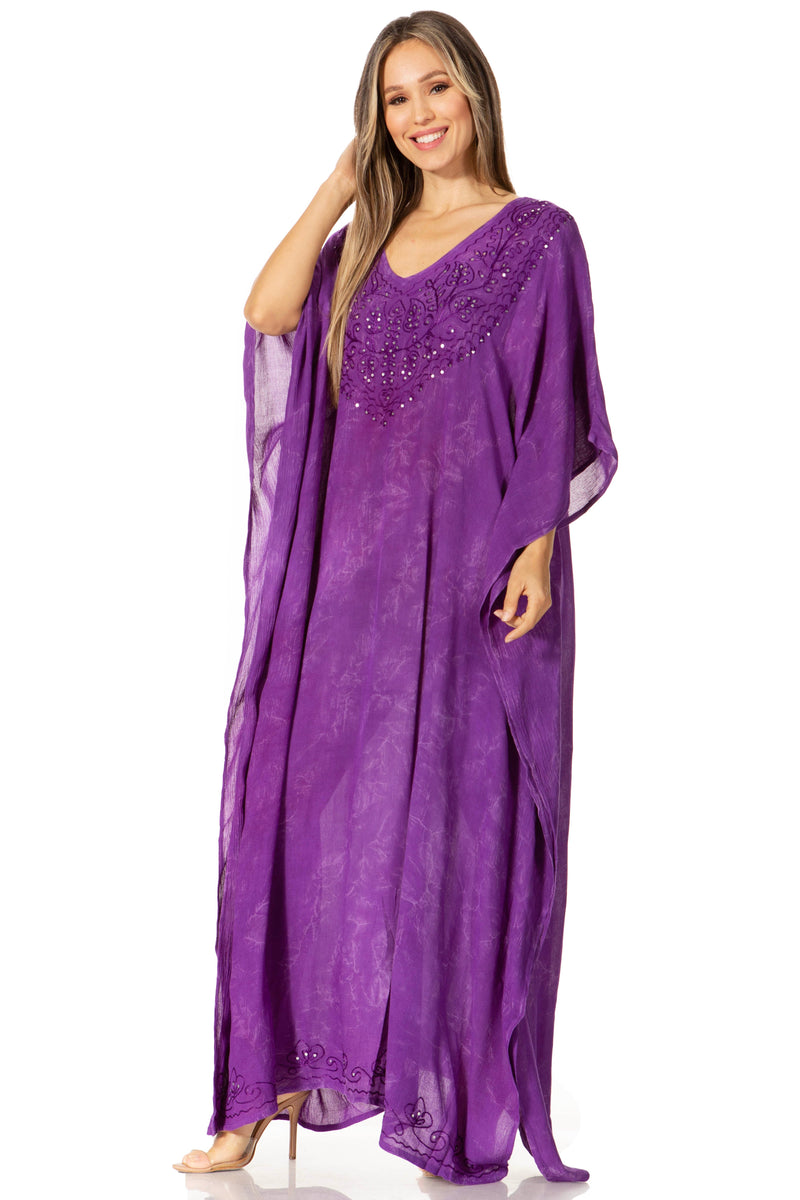 Sakkas Catia Women's Boho Casual Long Maxi Caftan Dress Kaftan Cover-up LougeWear