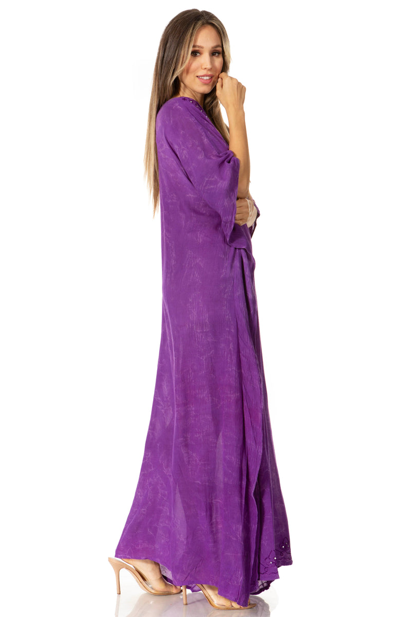 Sakkas Catia Women's Boho Casual Long Maxi Caftan Dress Kaftan Cover-up LougeWear