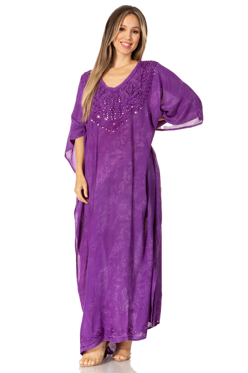 Sakkas Catia Women's Boho Casual Long Maxi Caftan Dress Kaftan Cover-up LougeWear