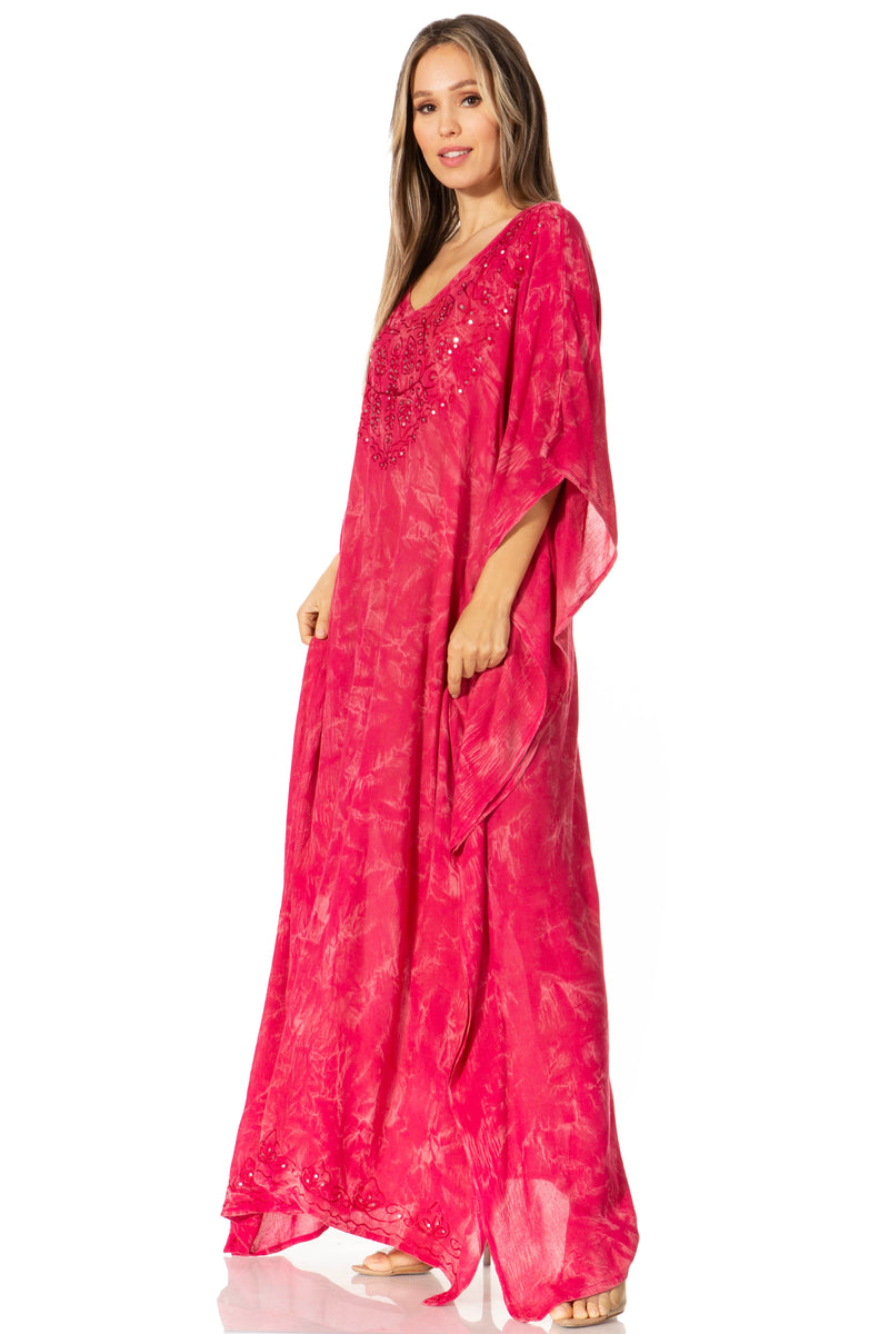 Sakkas Catia Women's Boho Casual Long Maxi Caftan Dress Kaftan Cover-up LougeWear