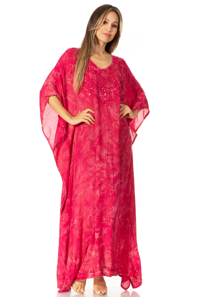 Sakkas Catia Women's Boho Casual Long Maxi Caftan Dress Kaftan Cover-up LougeWear