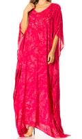Sakkas Catia Women's Boho Casual Long Maxi Caftan Dress Kaftan Cover-up LougeWear #color_24-Raspberry