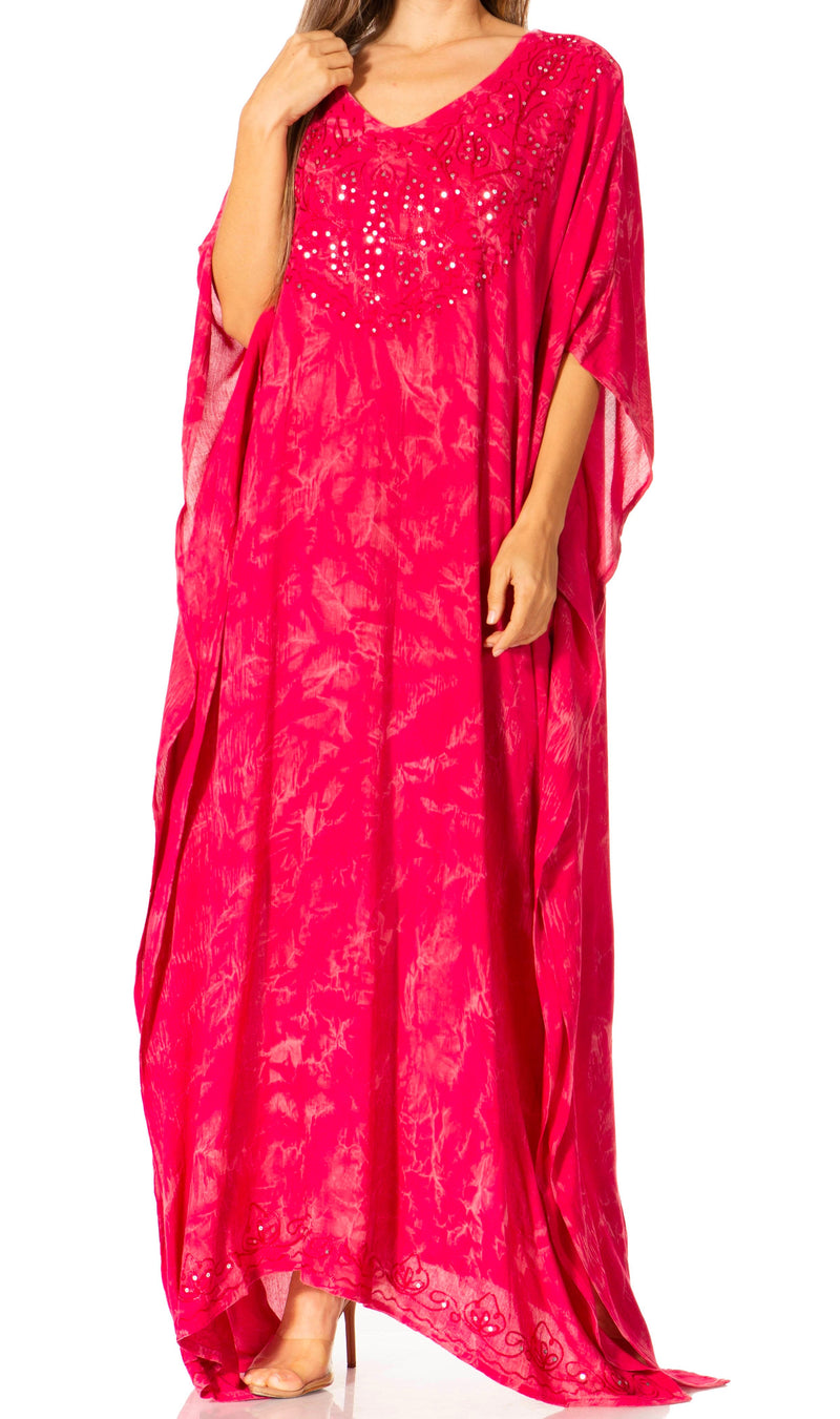 Sakkas Catia Women's Boho Casual Long Maxi Caftan Dress Kaftan Cover-up LougeWear