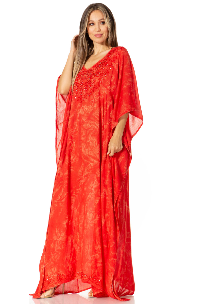 Sakkas Catia Women's Boho Casual Long Maxi Caftan Dress Kaftan Cover-up LougeWear