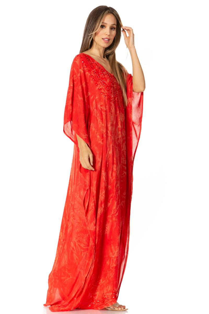 Sakkas Catia Women's Boho Casual Long Maxi Caftan Dress Kaftan Cover-up LougeWear