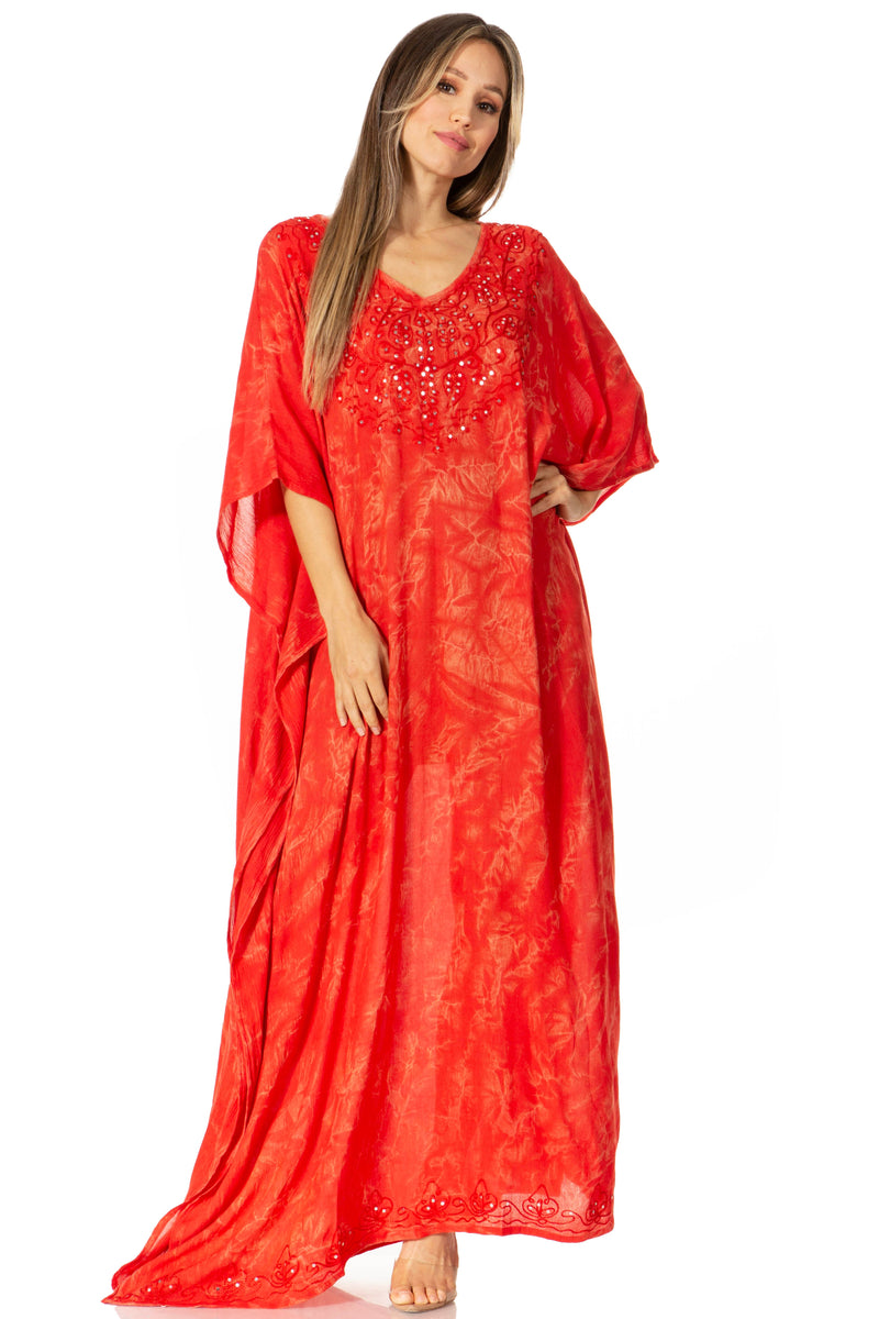 Sakkas Catia Women's Boho Casual Long Maxi Caftan Dress Kaftan Cover-up LougeWear