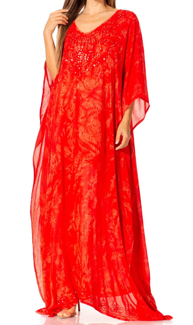 Sakkas Catia Women's Boho Casual Long Maxi Caftan Dress Kaftan Cover-up LougeWear