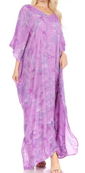 Sakkas Catia Women's Boho Casual Long Maxi Caftan Dress Kaftan Cover-up LougeWear #color_3-Purple