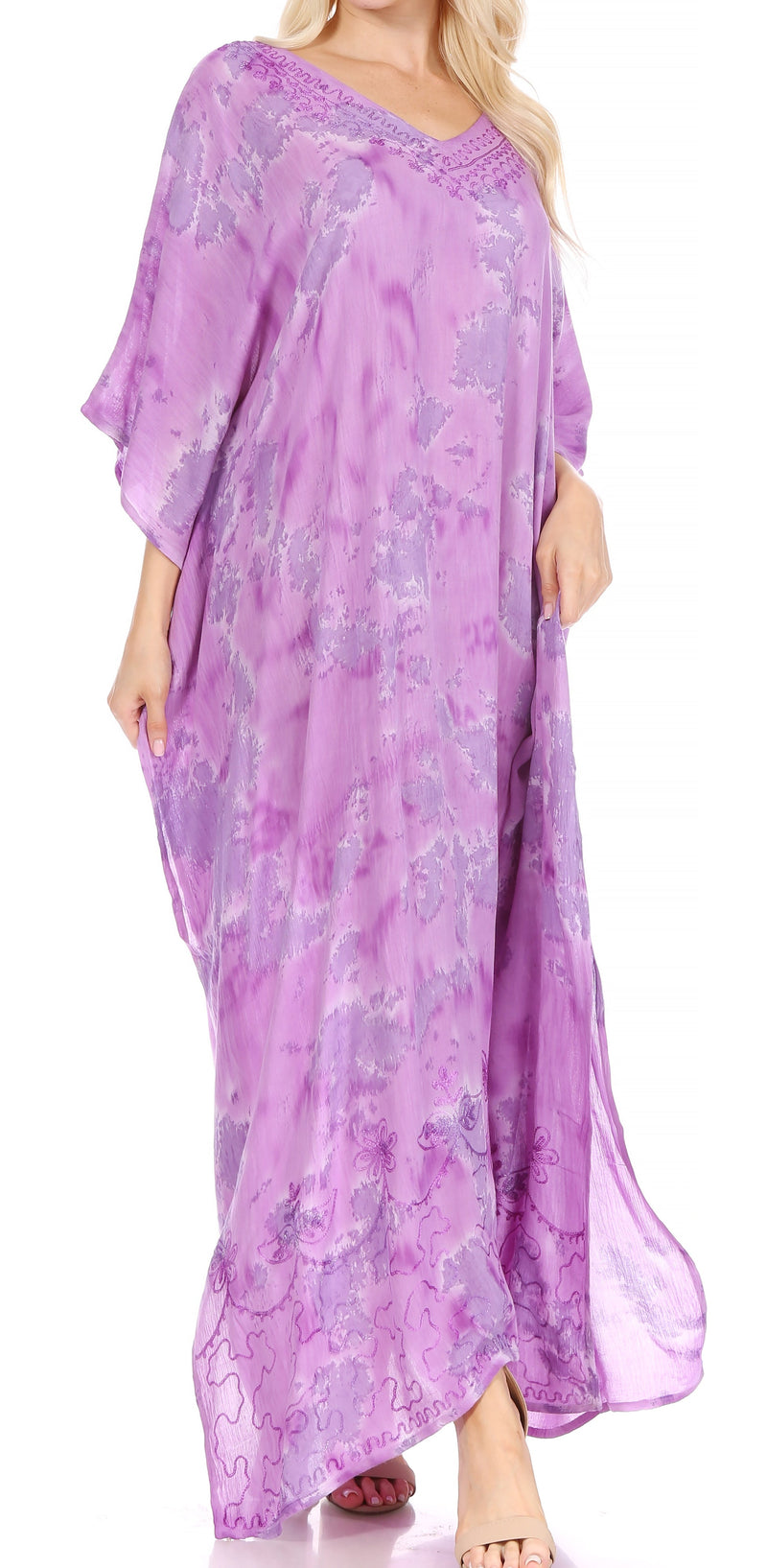 Sakkas Catia Women's Boho Casual Long Maxi Caftan Dress Kaftan Cover-up LougeWear