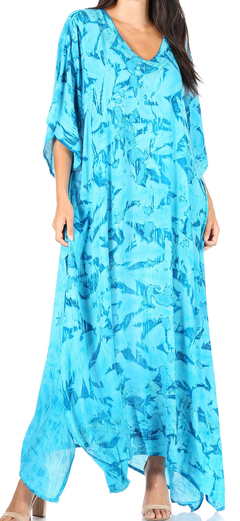 Sakkas Catia Women's Boho Casual Long Maxi Caftan Dress Kaftan Cover-up LougeWear