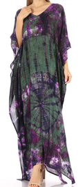 Sakkas Catia Women's Boho Casual Long Maxi Caftan Dress Kaftan Cover-up LougeWear #color_4-Olive