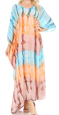 Sakkas Catia Women's Boho Casual Long Maxi Caftan Dress Kaftan Cover-up LougeWear #color_5-BlueCoral