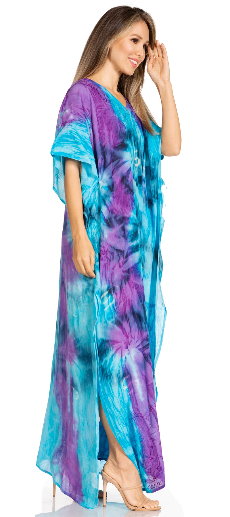 Sakkas Pilar Petit Women's Casual Long Short Sleeve Beach Maxi Caftan Kaftan Dress