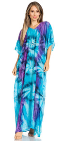 Sakkas Pilar Petit Women's Casual Long Short Sleeve Beach Maxi Caftan Kaftan Dress
