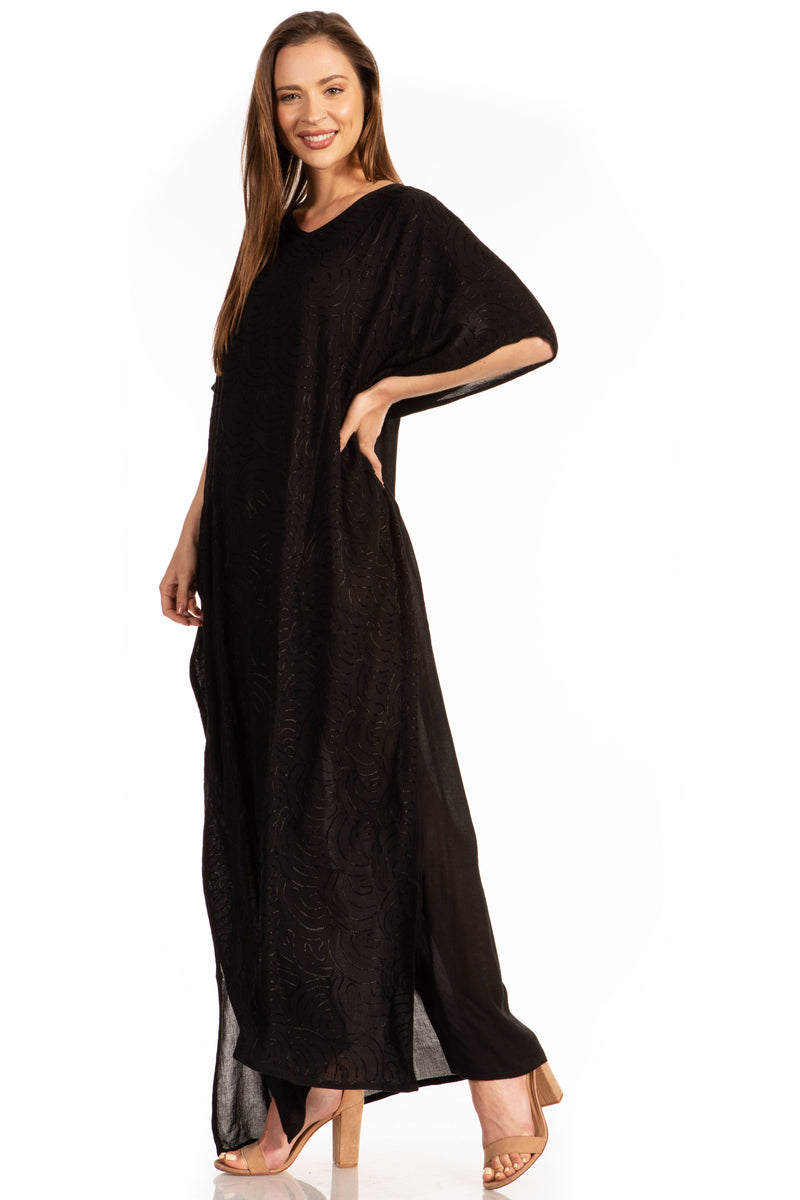 Sakkas Pilar Petit Women's Casual Long Short Sleeve Beach Maxi Caftan Kaftan Dress